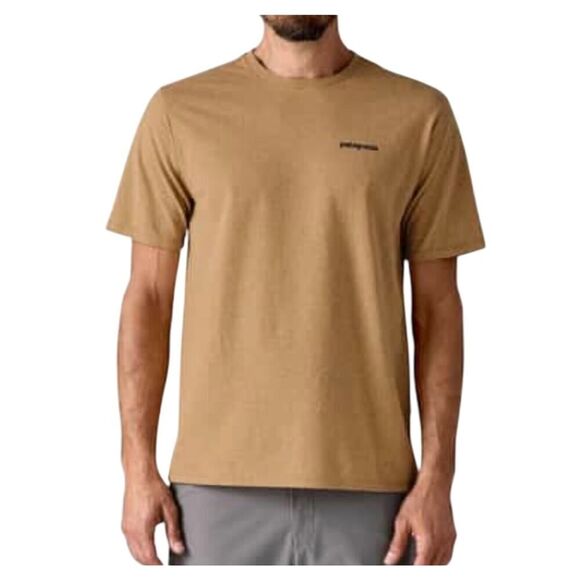 Patagonia Mens SZ L Tan P-6 Logo Responsibili-Tee Organic Cotton Crew Neck Shirt - Picture 2 of 14